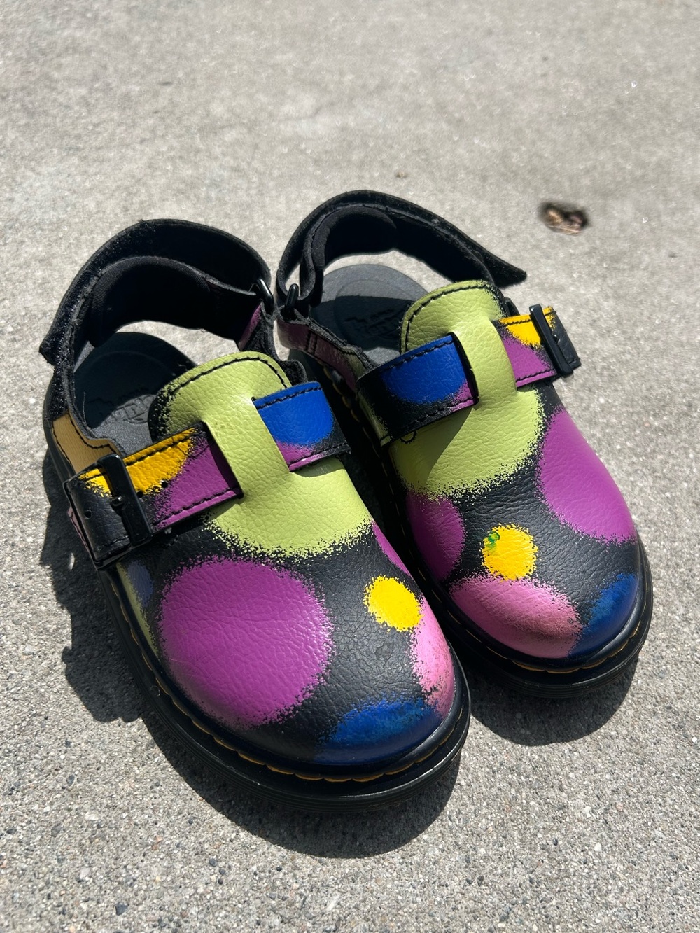 Dr. Martens Kids Colorful Polka Dot Leather Mary Janes - size 11